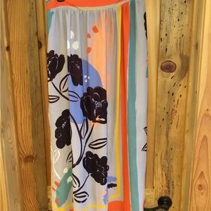 Maeve Gray Floral Abstract Flowy Maxi Skirt Sz-S